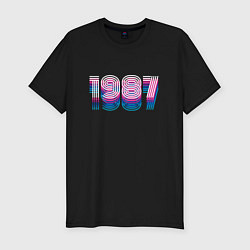 Футболка slim-fit 1987 Год Ретро Неон, цвет: черный