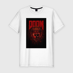 Футболка slim-fit Doom - helmet skull, цвет: белый