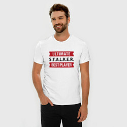 Футболка slim-fit S T A L K E R : таблички Ultimate и Best Player, цвет: белый — фото 2