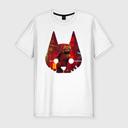 Футболка slim-fit Кот из игры Stray, цвет: белый