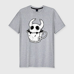 Футболка slim-fit Hollow Knight рыцарь в чашке, цвет: меланж