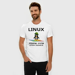 Футболка slim-fit Пингвин линукс, цвет: белый — фото 2