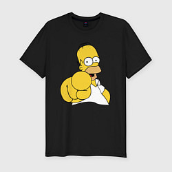 Мужская slim-футболка Гомер Симпсон указывает пальцем