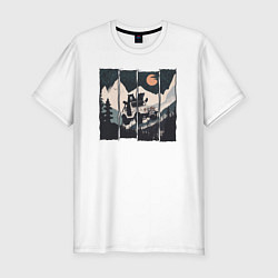 Футболка slim-fit Оранжевая луна и лесное ралли, цвет: белый