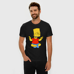 Футболка slim-fit Барт Симпсон - сидит со скрещенными пальцами, цвет: черный — фото 2