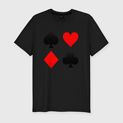 Футболка slim-fit Четыре масти игральных карт, цвет: черный