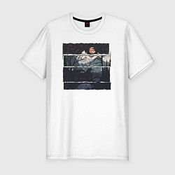Футболка slim-fit Внедорожник и медведь, цвет: белый