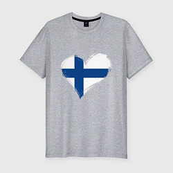 Футболка slim-fit Сердце - Финляндия, цвет: меланж
