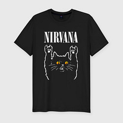 Мужская slim-футболка Nirvana rock cat