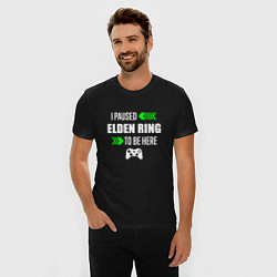 Футболка slim-fit I paused Elden Ring to be here с зелеными стрелкам, цвет: черный — фото 2