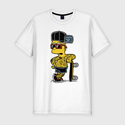 Мужская slim-футболка Скейтер Барт Симпсон весь в татухах