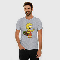 Футболка slim-fit Lisa Simpson с гусеницей на даче, цвет: меланж — фото 2