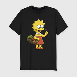 Футболка slim-fit Lisa Simpson с гусеницей на даче, цвет: черный