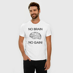 Футболка slim-fit No Brain No Gain, цвет: белый — фото 2