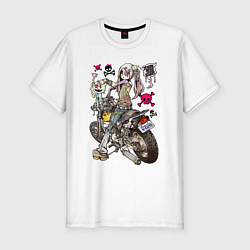 Футболка slim-fit Anime biker girl, цвет: белый