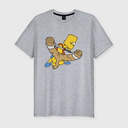 Футболка slim-fit Хулиган Барт Симпсон целится из рогатки, цвет: меланж