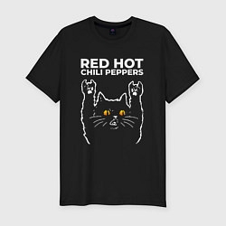 Мужская slim-футболка Red Hot Chili Peppers rock cat