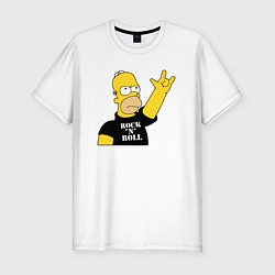 Мужская slim-футболка Гомер Симпсон - Rock n Roll