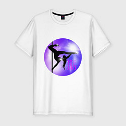 Мужская slim-футболка Девушка на пилоне Pole dance