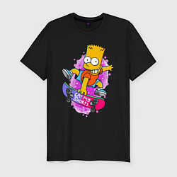 Футболка slim-fit Барт Симпсон на скейтборде - Eat my shorts!, цвет: черный