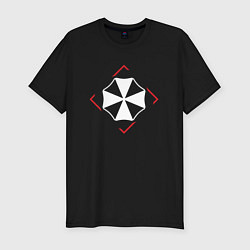 Мужская slim-футболка Символ Resident Evil в красном ромбе
