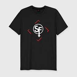 Мужская slim-футболка Символ Sally Face в красном ромбе