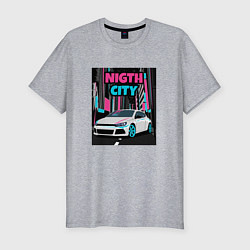 Мужская slim-футболка Volksvagen Scirocco Night City