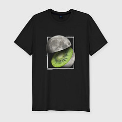 Мужская slim-футболка Луна фрукт киви в разрезе