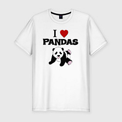 Мужская slim-футболка I love Panda - люблю панд