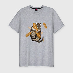 Футболка slim-fit Котик и батон, цвет: меланж