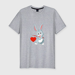 Футболка slim-fit Влюблённый кролик, цвет: меланж