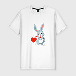 Футболка slim-fit Влюблённый кролик, цвет: белый