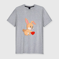 Мужская slim-футболка Кролик с сердечком