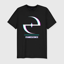 Мужская slim-футболка Evanescence glitch rock