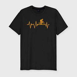 Мужская slim-футболка Велоспорт в биении сердца