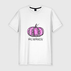 Футболка slim-fit Тыква с надписью, цвет: белый