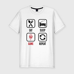 Футболка slim-fit Eat - sleep - Skyrim - repeat, цвет: белый