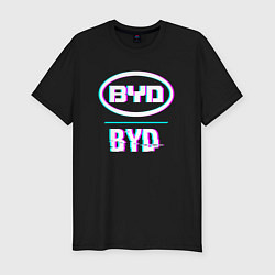 Футболка slim-fit Значок BYD в стиле glitch, цвет: черный