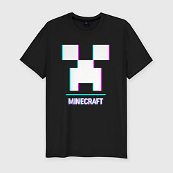 Футболка slim-fit Minecraft в стиле glitch и баги графики, цвет: черный