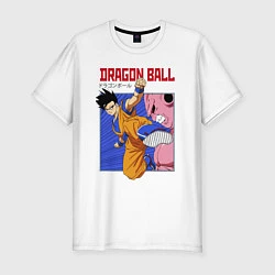 Футболка slim-fit Dragon Ball - Сон Гоку - Удар, цвет: белый