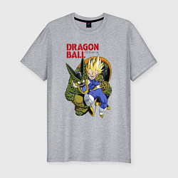 Мужская slim-футболка Dragon Ball Z - Cell vs Vegeta