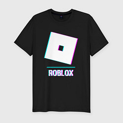 Футболка slim-fit Roblox в стиле glitch и баги графики, цвет: черный