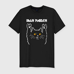 Мужская slim-футболка Iron Maiden rock cat