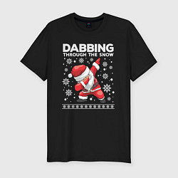 Футболка slim-fit Dabbing Santa, through the snow, цвет: черный