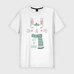 Футболка slim-fit Let it snow, rabbit in green beret, цвет: белый