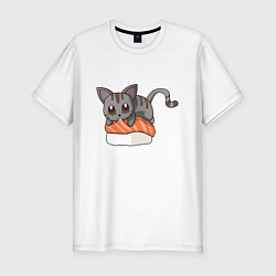 Футболка slim-fit Sushi cat, цвет: белый