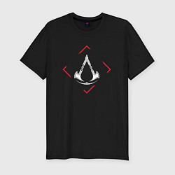 Мужская slim-футболка Символ Assassins Creed в красном ромбе