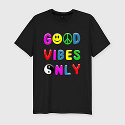 Футболка slim-fit Good vibes only, цвет: черный