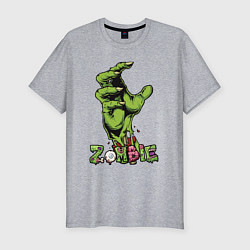 Футболка slim-fit Zombie green hand, цвет: меланж