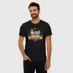 Футболка slim-fit Merry Christmas Santa, цвет: черный — фото 2